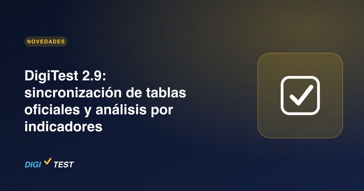 DigiTest 2.9: sincronización de tablas oficiales y análisis por indicadores